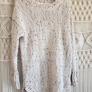 White with color spots sweater